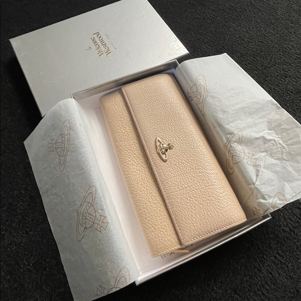 Vivienne Westwood Balmoral Long Wallet 2015 Powder Pink Leather W Box/Tag